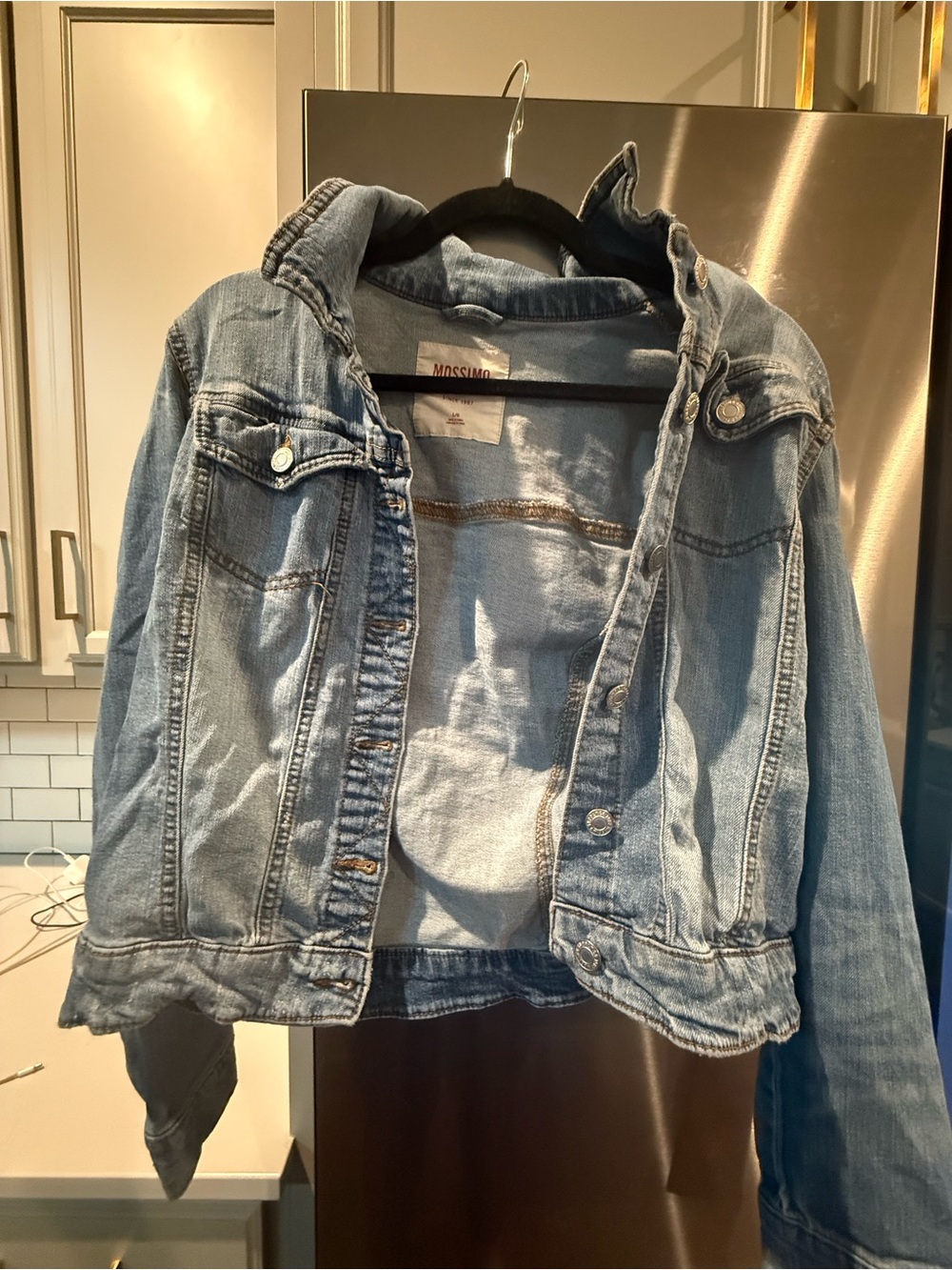 Free People Light Wash Blue Denim Jean Jacket